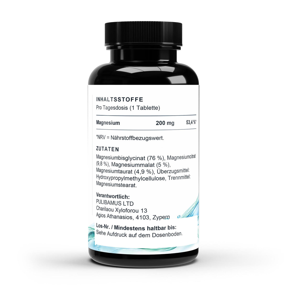 Orvela Magnesium Etikett mit Zutaten, Nährstoffgehalt und Anwendungshinweisen auf Deutsch